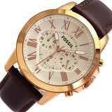 Fossil Grant Chronograph White Dial Brown Leather Strap Watch for Men - FS4991 Authentic Buy Shop Now