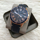 Fossil Grant Sport Chronograph Blue Dial Blue Leather Strap Watch for Men - FS5237 Authentic Buy Shop Now