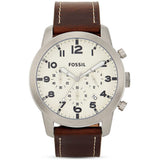 Fossil Pilot Chronograph White Dial Brown Leather Strap Watch for Men - FS5146 Authentic Buy Shop Now