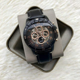 Fossil Grant Sport Automatic Skeleton Black Dial Black Leather Strap Watch for Men - ME3138 Authentic Buy Shop Now