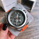 Michael Kors Dylan Chronograph Grey Dial Orange Rubber Strap Watch for Men - MK8296 Authentic Buy Shop Now