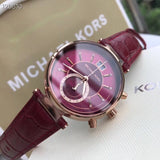 Michael Kors Sawyer Maroon Dial Maroon Leather Strap Watch for Women - MK2426 Authentic Buy Shop Now