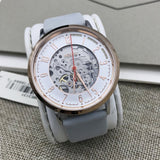 Fossil Vintage Muse Automatic Skeleton White Dial Grey Leather Strap Watch for Women - ME3131 Authentic Buy Shop Now