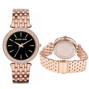 Michael Kors Darci Black Dial Rose Gold Steel Strap Watch for Women - MK3402 Authentic Buy Shop Now