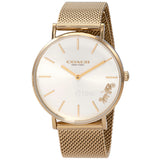 Coach Perry White Dial Gold Mesh Bracelet Watch for Women - 14503125 Authentic Buy Shop Now