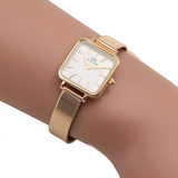 Daniel Wellington Quadro Studio White Dial Rose Gold Mesh Strap Watch For Women - DW00100517 Authentic Buy Shop Now