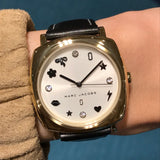 Marc Jacobs Mandy White Dial Black Leather Strap Watch for Women - MJ1564 Authentic Buy Shop Now
