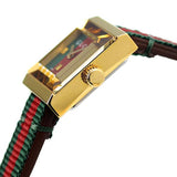Gucci G-Frame Multicolored Dial Two Tone Nylon Strap Watch For Women - YA128527 Authentic Buy Shop Now