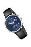 Calvin Klein Chronograph Blue Dial Black Leather Strap Watch for Men - K8Q371CN Authentic Buy Shop Now