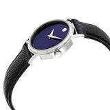 Movado Museum Blue Dial Black Leather Strap Watch For Women - 2100010 Authentic Buy Shop Now