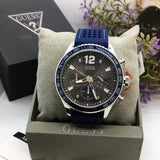 Guess Fleet Chronograph Black Dial Blue Rubber Strap Watch for Men - W0971G2 Authentic Buy Shop Now