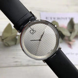Calvin Klein Sight Silver Dial Black Leather Strap Watch for Men - K1S21120 Authentic Buy Shop Now