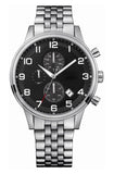 Hugo Boss Aeroliner Chronograph Quartz Black Dial Silver Steel Strap Watch For Men - HB1512446 Authentic Buy Shop Now