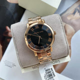 Michael Kors Noire Black Dial Rose Gold Steel Strap Watch for Women - MK3585 Authentic Buy Shop Now