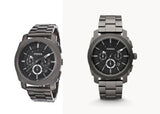 Fossil Machine Chronograph Black Dial Grey Steel Strap Watch for Men - FS4662 Authentic Buy Shop Now