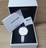 Calvin Klein Rise White Grey Dial White Leather Strap Watch for Women - K7A231L6 Authentic Buy Shop Now