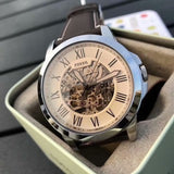 Fossil Grant Chronograph Cream Dial Brown Leather Strap Watch for Men - ME3122 Authentic Buy Shop Now