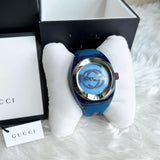 Gucci Sync XXL Quartz Blue Dial Blue Rubber Strap Watch For Men - YA137104 Authentic Buy Shop Now