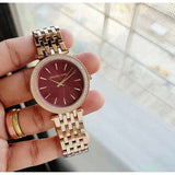 Michael Kors Darci Red DIal Rose Gold Stainless Steel Strap Watch for Women - MK3378 Authentic Buy Shop Now