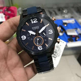Fossil Nate Chronograph Blue Dial Two Tone Steel Strap Watch for Men - JR1494 Authentic Buy Shop Now