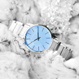 Calvin Klein City Mother of Pearl Blue Dial Silver Steel Strap Watch for Women - K2G2314X Authentic Buy Shop Now