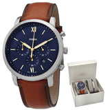 Fossil Neutra Chronograph Blue Dial Brown Leather Strap Watch for Men - FS5453 Authentic Buy Shop Now