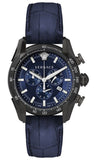 Versace V-Ray Chronograph Quartz Blue Dial Black Leather Strap Watch For Men - VEDB00418 Authentic Buy Shop Now