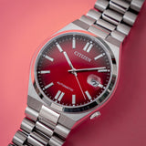 Citizen Tsuyosa Automatic Red Dial Silver Steel Strap Watch For Men - NJ0150-56W Authentic Buy Shop Now