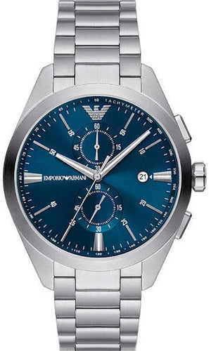 Emporio Armani Claudio Chronograph Blue Dial Silver Steel Strap Watch For Men - AR11541 Authentic Buy Shop Now