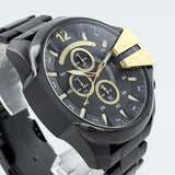 Diesel Mega Chief Chronograph Black Dial Black Steel Strap Watch For Men - DZ4338 Authentic Buy Shop Now