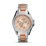 Fossil Riley Multifunction Rose Gold Dial Two Tone Steel Strap Watch for Women - ES4145 Authentic Buy Shop Now