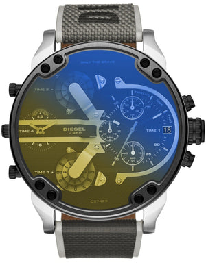 Diesel Mr. Daddy 2.0 Chronograph Black Dial Grey Nylon Strap Watch For Men - DZ7429 Authentic Buy Shop Now