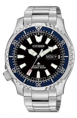 Citizen Promaster Fugu Limited Edition Diver's 200m Automatic Black Dial Silver Steel Strap Watch For Men - NY0098-84E Authentic Buy Shop Now