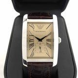 Emporio Armani Classic Beige Dial Brown Leather Strap Watch For Men - AR0154 Authentic Buy Shop Now