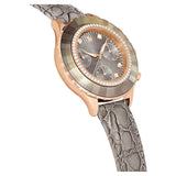Swarovski Octea Chrono Grey Dial Grey Leather Strap Watch for Women - 5671153 Authentic Buy Shop Now