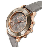 Swarovski Octea Lux Chrono Grey Dial Grey Leather Strap Watch for Women - 5452495 Authentic Buy Shop Now