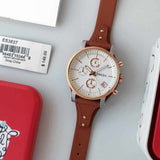 Fossil Boyfriend Chronograph White Dial Brown Leather Strap Watch for Women - ES3837 Authentic Buy Shop Now
