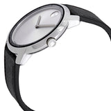 Movado Bold Silver Dial Black Leather Strap Watch For Men - 3600468 Authentic Buy Shop Now