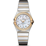 Omega Constellation Diamonds Mother of Pearl Dial Two Tone Steel Strap Watch for Women - 123.25.27.60.55.006 Authentic Buy Shop Now