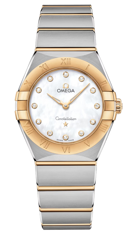 Omega Constellation Manhattan Mother of Pearl Dial Two Tone Steel Strap Watch for Women - 131.20.28.60.55.002 Authentic Buy Shop Now