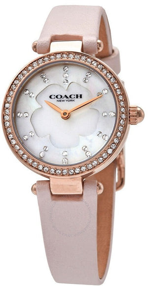 Coach Perry Diamonds Mother of Pearl Dial Pink Leather Strap Watch for Women - 14503190 Authentic Buy Shop Now