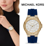 Michael Kors Lennox Three Hand White Dial Blue Silicone Strap Watch For Women - MK7333 Authentic Buy Shop Now