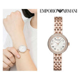 Emporio Armani Rosa Quartz Mother of Pearl White Dial Rose Gold Steel Strap Watch For Women - AR11355 Authentic Buy Shop Now