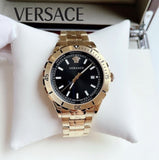 Versace Hellenyium Quartz Black Dial Gold Steel Strap Watch For Men - VE3A00820 Authentic Buy Shop Now
