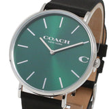 Coach Charles Green Dial Black Leather Strap Watch for Men - 14602436 Authentic Buy Shop Now
