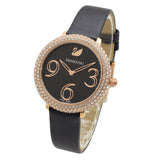 Swarovski Crystal Frost Black Dial Black Leather Strap Watch for Women - 5484058 Authentic Buy Shop Now