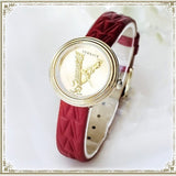 Versace Virtus Mini Quartz Gold Dial Red Leather Strap Watch For Women - VET300521 Authentic Buy Shop Now