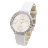 Swarovski Crystal Frost Silver Dial White Leather Strap Watch for Women - 5484070 Authentic Buy Shop Now