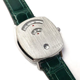 Gucci Grip Quartz Silver Dial Green Leather Strap Watch For Women - YA157404 Authentic Buy Shop Now