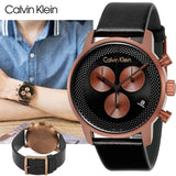 Calvin Klein City Chronograph Black Dial Black Leather Strap Watch for Men - K2G17TC1 Authentic Buy Shop Now